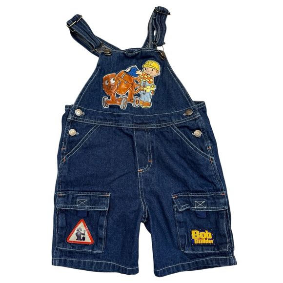Vintage Bob the Builder Y2K Denim Overalls Shortalls Size 4T Blue - Picture 1 of 7